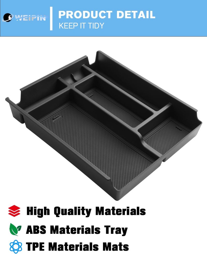 WEIPIN for Center Console Tray Compatible with 2019-2026 Chevy Silverado 1500& 2020-2026 Silverado 2500HD 3500HD (Split-Bench Folding Seat) Armrest Storage Box Console Organizer ABS Materials - Image 5